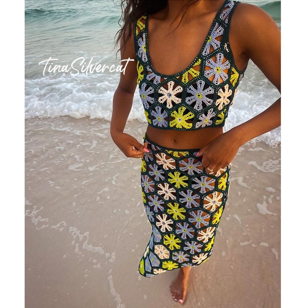 Zara Crochet Knit Top And Skirt Co-ord Set Sz S NWT - Picture 5 of 17